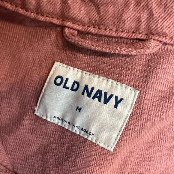 Old Navy Button Down Collar Pink Denim Jean Jacket Women's Sz Medium Long Sleeve - Picture 11 of 12